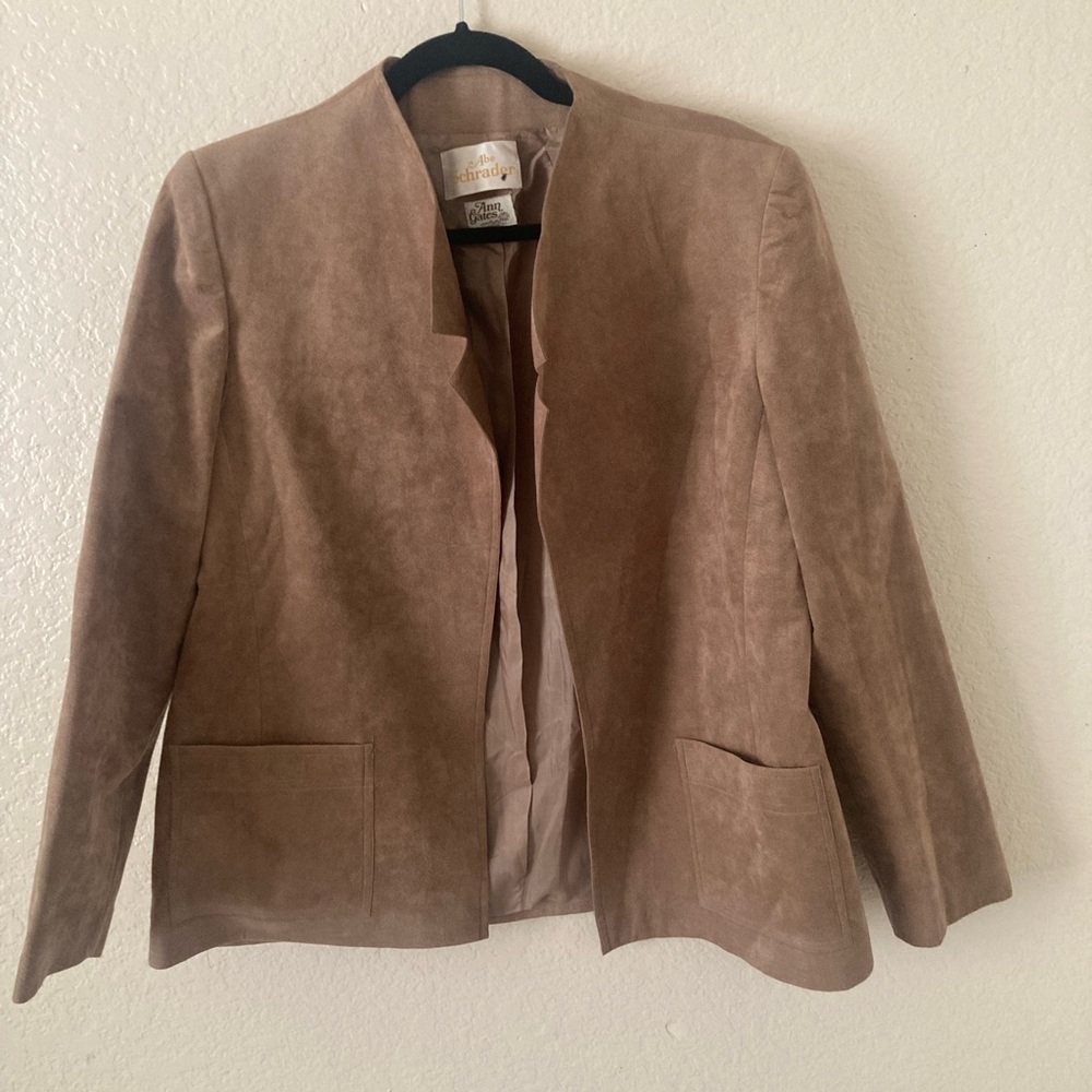 Vintage  tan  faux Suede Blazer and long skirt set